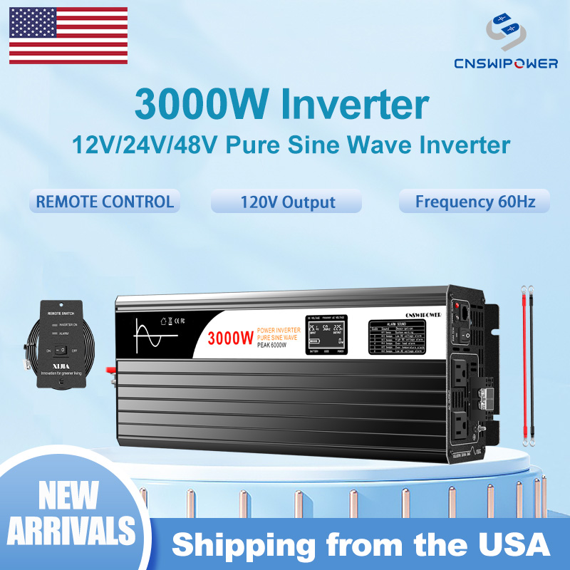 Inverter Pure Sine Wave 60Hz 120V 3000W - 3000W zuivere sinusgolfomvormer, 12V 24V 48V